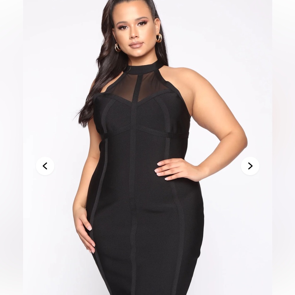Fashion Nova Black Mesh Midi Dress